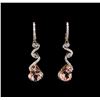 Image 1 : 6.95ctw Morganite and Diamond Earrings - 14KT Rose Gold