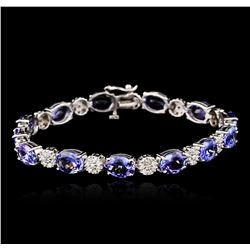 14KT White Gold 17.16ctw Tanzanite and Diamond Bracelet