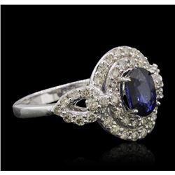 14KT White Gold 1.02ct Sapphire and Diamond Ring