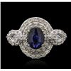 Image 2 : 14KT White Gold 1.02ct Sapphire and Diamond Ring