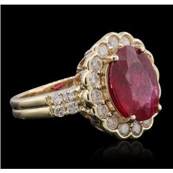 14KT Yellow Gold 3.44ct Ruby and Diamond Ring