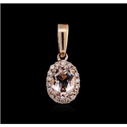 14KT Rose Gold 0.69ct Morganite and Diamond Pendant