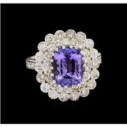 14KT White Gold 3.35ct Tanzanite and Diamond Ring