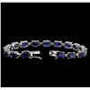Image 3 : 21.77ctw Blue Sapphire and Diamond Bracelet - 14KT White Gold