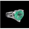 Image 1 : 6.81ct Emerald and Diamond Ring - 14KT White Gold