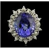 Image 2 : 14KT White Gold 11.08ct GIA Certified Tanzanite and Diamond Ring