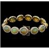 Image 2 : 16.20ctw Opal and Diamond Bracelet - 14KT Yellow Gold