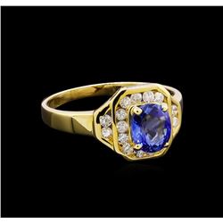 1.00ct Tanzanite and Diamond Ring - 14KT Yellow Gold