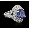 Image 1 : 5.96ct Tanzanite and Diamond Ring - 14KT White Gold