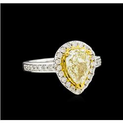 2.19ctw Fancy Light Yellow Diamond Ring - 14KT Two-Tone Gold