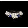 Image 2 : 18KT White Gold 1.30ctw Sapphire and Diamond Ring