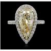 Image 2 : 5.68ctw Fancy Light Yellow Diamond Ring - 18KT Two-Tone Gold