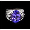 Image 2 : 10.15ct Tanzanite and Diamond Ring - 14KT White Gold
