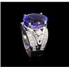 Image 4 : 10.15ct Tanzanite and Diamond Ring - 14KT White Gold