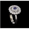 Image 4 : 0.44ct Blue Sapphire and Diamond Ring - 14KT White Gold