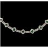 Image 2 : 6.15ctw Diamond and Emerald Necklace - 18KT White Gold