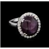 Image 1 : 14.50ct Star Ruby and Diamond Ring - 14KT White Gold