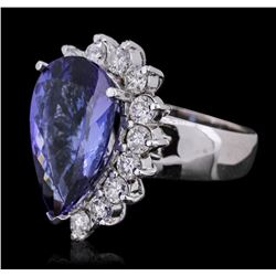 14KT White Gold GIA Certified 8.26ct Tanzanite and Diamond Ring