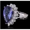 Image 1 : 14KT White Gold GIA Certified 8.26ct Tanzanite and Diamond Ring