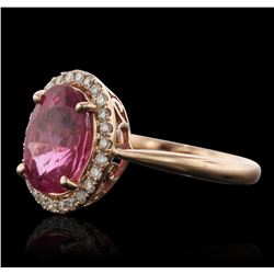 14KT Rose Gold 2.95ct Tourmaline and Diamond Ring