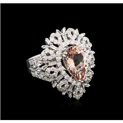 3.30ct Morganite and Diamond Ring - 18KT White Gold