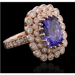 14KT Rose Gold 5.95ct Tanzanite and Diamond Ring