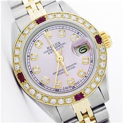 Rolex Two Tone Diamond and Ruby DateJust Ladies Watch