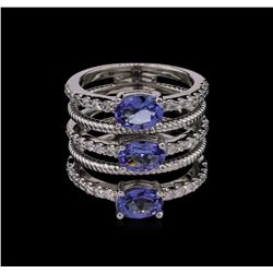 2.20ctw Tanzanite and Diamond Ring - 14KT White Gold