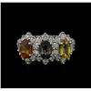 Image 2 : 3.02ctw Multicolor Sapphire and Diamond Ring - 14KT White Gold
