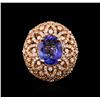 Image 2 : 14KT Rose Gold 4.34ct Tanzanite and Diamond Ring