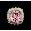 Image 2 : 14KT Yellow Gold 36.29ct Kunzite and Diamond Ring