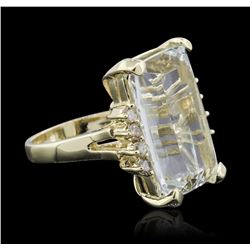 14KT Yellow Gold 11.26ct Aquamarine and Diamond Ring