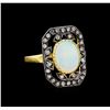 Image 1 : 1.45ct Opal and Diamond Ring - 18KT Yellow Gold