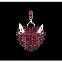 4.91ct Ruby Heart Pendant - 18KT White Gold