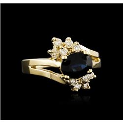 14KT Yellow Gold 1.45ct Sapphire and Diamond Ring