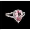 Image 1 : 1.65ct Pink Tourmaline and Diamond Ring - 14KT White Gold
