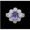 Image 2 : 14KT White Gold 2.00ct Tanzanite and Diamond Ring