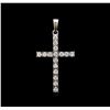 Image 1 : 1.00ctw Diamond Cross Pendant - 18KT White Gold