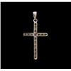 Image 2 : 1.00ctw Diamond Cross Pendant - 18KT White Gold