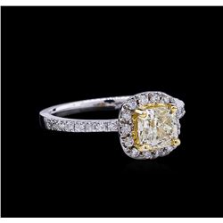 1.34ctw Fancy Light Yellow Diamond Ring - 14KT Two-Tone Gold