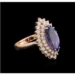 3.11ct Tanzanite and Diamond Ring - 14KT Rose Gold