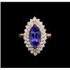 Image 2 : 3.11ct Tanzanite and Diamond Ring - 14KT Rose Gold