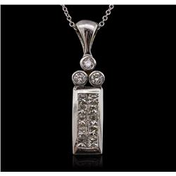 18KT White Gold Princess and Diamond Pendant With Chain