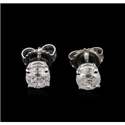 1.08ctw Diamond Solitaire Earrings - 14KT White Gold