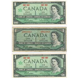 $1 Bank of Canada Notes Lot of 3