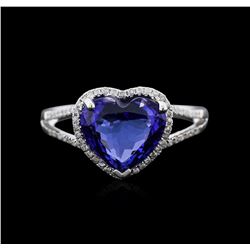 14KT White Gold 3.07ct Tanzanite and Diamond Ring