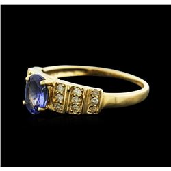 14KT Yellow Gold 0.94ct Tanzanite and Diamond Ring