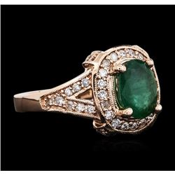 14KT Rose Gold 1.76ct Emerald and Diamond Ring