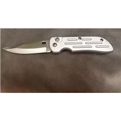 KNIFE - NEW - QUICK ASSISTED OPENING 3 1/4" BLADE - STAINLESS STEEL WITH BELT CLIP