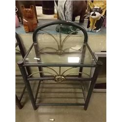 NEW METAL AND GLASS END TABLE